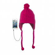 KitSound Audio Beanie Peruvian with Pom Pom - шапка с вградени слушалки с 3.5 мм аудио жак за iPhone и мобилни устройства (розов) 1