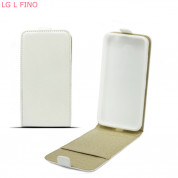 Leather Pocket Flip Case - вертикален кожен калъф с джоб за LG L Fino (бял)