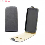 Leather Pocket Flip Case - вертикален кожен калъф с джоб за LG L Fino (сив)