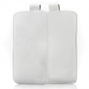 Vertical Pocket Leather Case - вертикален кожен калъф, тип джоб с лента за издърпване за Sony Xperia Z3 (бял)