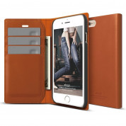 Elago S6 Leather Wallet Case - луксозен кожен кейс от естествена кожа + HD покритие за iPhone 6, iPhone 6S (кафяв)