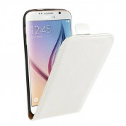 Leather Pocket Flip Case - вертикален кожен калъф с джоб за Samsung Galaxy S6 (бял)