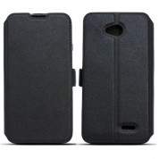 Wallet Flip Case - кожен калъф, тип портфейл и поставка за LG G4 (черен)