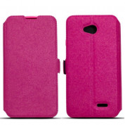 Wallet Flip Case - кожен калъф, тип портфейл и поставка за LG G4 (розов)