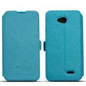 Wallet Flip Case - кожен калъф, тип портфейл и поставка за Sony Xperia Z4, Xperia Z3+ (син)
