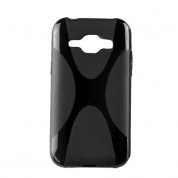 X-Line Cover Case - силиконов (TPU) калъф за Samsung Galaxy J1 (черен)
