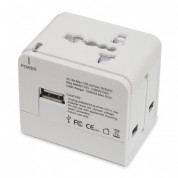 Macally Universal Power Plug Adapter with USB Charger - захранване за ел. мрежа с USB изход и преходници за цял свят за мобилни устройства