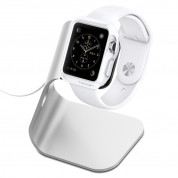 Spigen Watch Stand S330 - стабилна алуминиева поставка за Apple Watch (сребрист-черен) 1