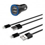 Kanex 2X USB Car Charger - зарядно за кола с 2 USB изхода и 2 Lightning кабела за Apple устройства с Lightning конектор