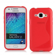 S-Line Cover Case - силиконов (TPU) калъф за Samsung Galaxy J1 (червен)