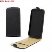 Leather Pocket Flip Case - вертикален кожен калъф с джоб за HTC Desire 820 (черен)
