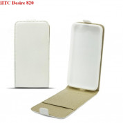 Leather Pocket Flip Case - вертикален кожен калъф с джоб за HTC Desire 820 (бял)
