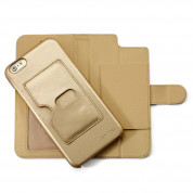 Prodigee Wallegee+ Case - кожен калъф, тип портфейл с отделящ се кейс и поставка за iPhone 6, iPhone 6S (златист)