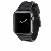 Casemate Scaled Leather Strap - дизайнерска кожена (естествена змийска кожа) каишка за Apple Watch 38мм, 40мм (черен)