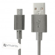 4smarts BasicCord Micro-USB Data Cable - качествен microUSB кабел за мобилни устройства и устройства с microUSB вход (сив) (bulk)
