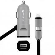 4Smarts MultiCord Car Charger 17W, 3.4A Micro-USB + Lightning (black)