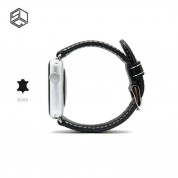 SLG G6 Stripe Leather - дизайнерска кожена каишка за Apple Watch 38мм и 40мм (черен)