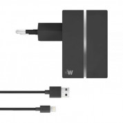 Just Wireless USB AC Charger - захранване за ел. мрежа с USB изход 2.1A и Lightning кабел за iPhone, iPad и устройства с Lightning порт (черен)
