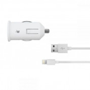 Just Wireless Lightning 2.1A USB Car Charger - зарядно за кола с USB изход и Lightning кабел за iPhone, iPad и устройства с Lightning порт (бял)
