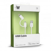 Just Wireless 2in1 Micro USB & Lightning Charge & Sync Cable - кабел за Apple Lightning и устройства с MicroUSB (бял) 1