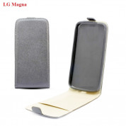 Leather Pocket Flip Case - вертикален кожен калъф с джоб за LG G4C, LG Magna (сив)