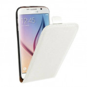 Leather Pocket Flip Case - вертикален кожен калъф с джоб за Samsung Galaxy S6 Edge Plus (бял)