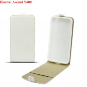 Leather Pocket Flip Case - вертикален кожен калъф с джоб за Huawei Ascend Y600 (бял)