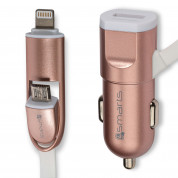 4Smarts MultiCord Car Charger Micro-USB + Lightning (rose gold)