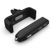 Kenu Airframe Plus Car Kit Set - поставка за радиатора и зарядно за кола за смартфони с ширина до 8.3 см. (черна)