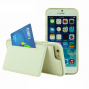 TIPX Ecoly Leather Case - кожен кейс с поставка и джоб за карта за iPhone 6S, iPhone 6 (бял)