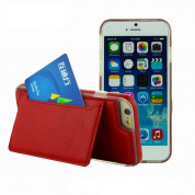 TIPX Ecoly Leather Case - кожен кейс с поставка и джоб за карта за iPhone 6S, iPhone 6 (червен)