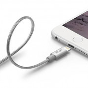 Elago Aluminum Lightning USB Cable - USB кабел за iPhone 6, iPhone 6 Plus, iPad, iPod и всеки Apple продукт с Lightning вход (сребрист)