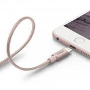 Elago Aluminum Lightning USB Cable - USB кабел за iPhone 6, iPhone 6 Plus, iPad, iPod и всеки Apple продукт с Lightning вход (розово злато)