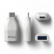 Elago USB-C Male to USB-A 3.0 Female Adapter - USB адаптер за MacBook 12 и устройства с USB-C порт (бял)