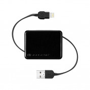 Scosche BoltBox Retractable Lightning Charge & Sync Cable - разтягащ се Lightning кабел в кутийка 90 см. за iPhone, iPad, iPod с Lightning (черен)