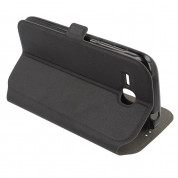 Wallet Flip Case - кожен калъф, тип портфейл и поставка за Huawei Ascend Y600 (черен) 3