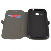 Wallet Flip Case - кожен калъф, тип портфейл и поставка за Huawei Ascend Y600 (черен) 4