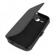 Wallet Flip Case - кожен калъф, тип портфейл и поставка за Huawei Ascend Y600 (черен)