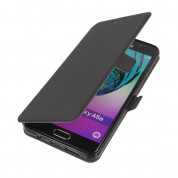 Wallet Flip Case - кожен калъф, тип портфейл и поставка за Samsung Galaxy A7 (2016) (черен)