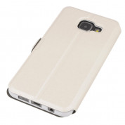 Wallet Flip Case - кожен калъф, тип портфейл и поставка за Samsung Galaxy A7 (2016) (бял) 1