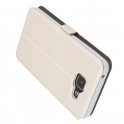 Wallet Flip Case - кожен калъф, тип портфейл и поставка за Samsung Galaxy A7 (2016) (бял) 2