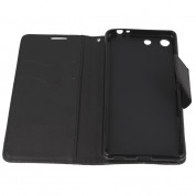Fancy Diary Case - кожен калъф, тип портфейл и поставка за Sony Xperia M5 (черен) 4