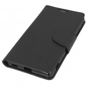 Fancy Diary Case - кожен калъф, тип портфейл и поставка за Sony Xperia M5 (черен)