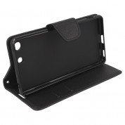 Fancy Diary Case - кожен калъф, тип портфейл и поставка за Sony Xperia M5 (черен) 3