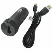 HTC CC C600 Car Charger - зарядно за кола с 10W (2A) USB изход и microUSB кабел за таблети и смартфони