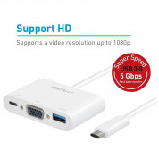 Macally USB-C to VGA Multiport Adapter - USB-C адаптер за с VGA, USB-C и USB-A 3.0 портове за MacBook и компютри с USB-C порт 1