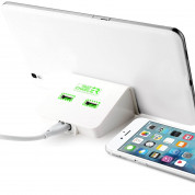 Puro Dual USB Fast Charging Base 24W, 4.8A - захранване с 2 USB изхода за мобилни телефони и таблети (бял) 3