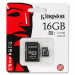 Kingston microSDHC Card 16GB - карта памет 16GB + SD преходник (клас 10) 2