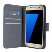 Redneck Prima Folio - кожен калъф, тип портфейл и поставка за Samsung Galaxy S7 (син) 3