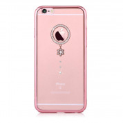 Comma Crystal Camelia Case - поликарбонатов кейс за iPhone 6, iPhone 6S (с кристали Сваровски) (розово злато и бели кристали) 1